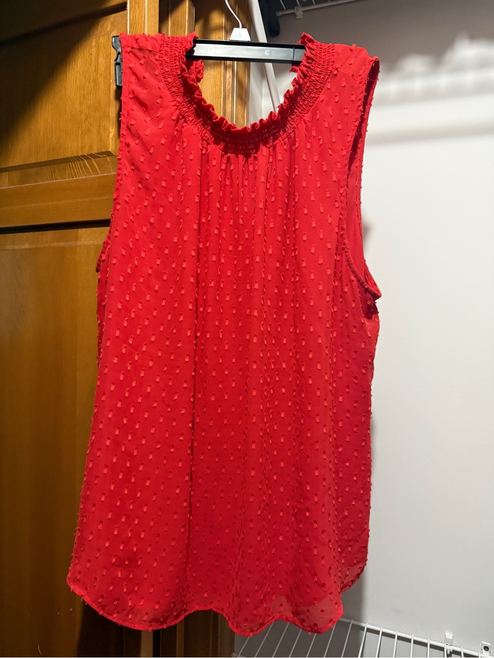 Women’s Red Textured Sleeveless Top